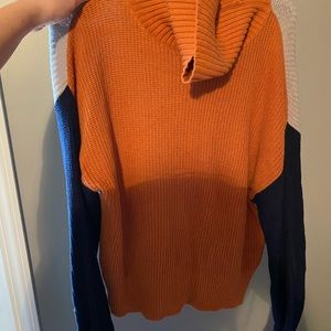 Tri color turtle neck sweater